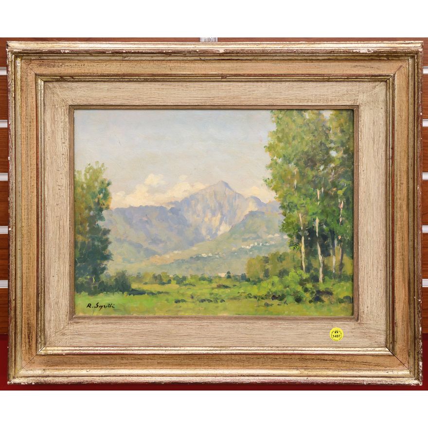 Roberto Sgrilli (Italian) ''Mountain Landcape'' Oil Painting on Board Framed 18''x22''