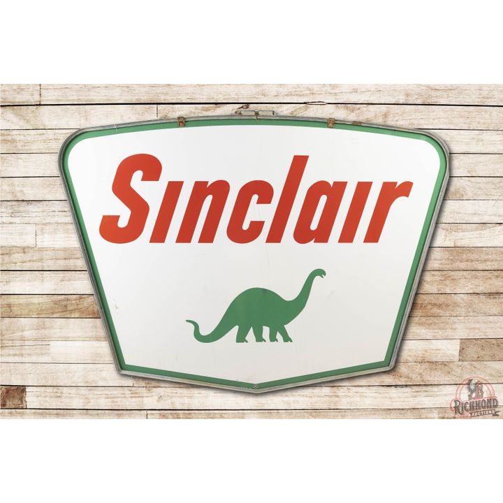 1961 Sinclair & Dino Double Sided Porcelain Identification Sign & Original Ring TAC 8.9