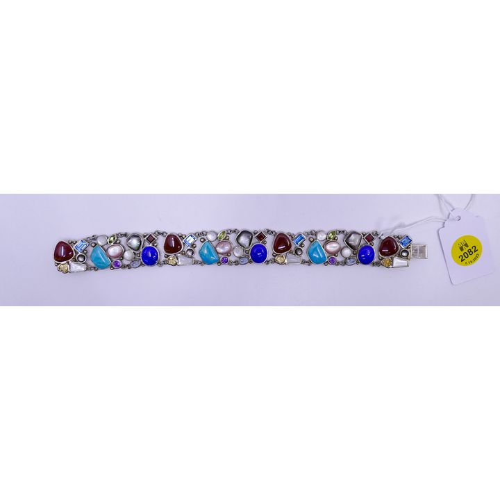 Sterling Multi Gemstone Bracelet- 8''