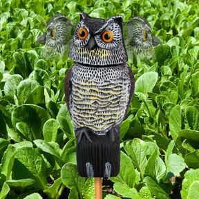 OWL DECOYS TO SCARE BIRDS SQUIRRELS AWAY,OWLS TO FRIGHTEN BIRDS 360 DEGREE ROTATING HEAD,PLASTIC OWL DECOY TO SCARE BIRDS AWAY DET