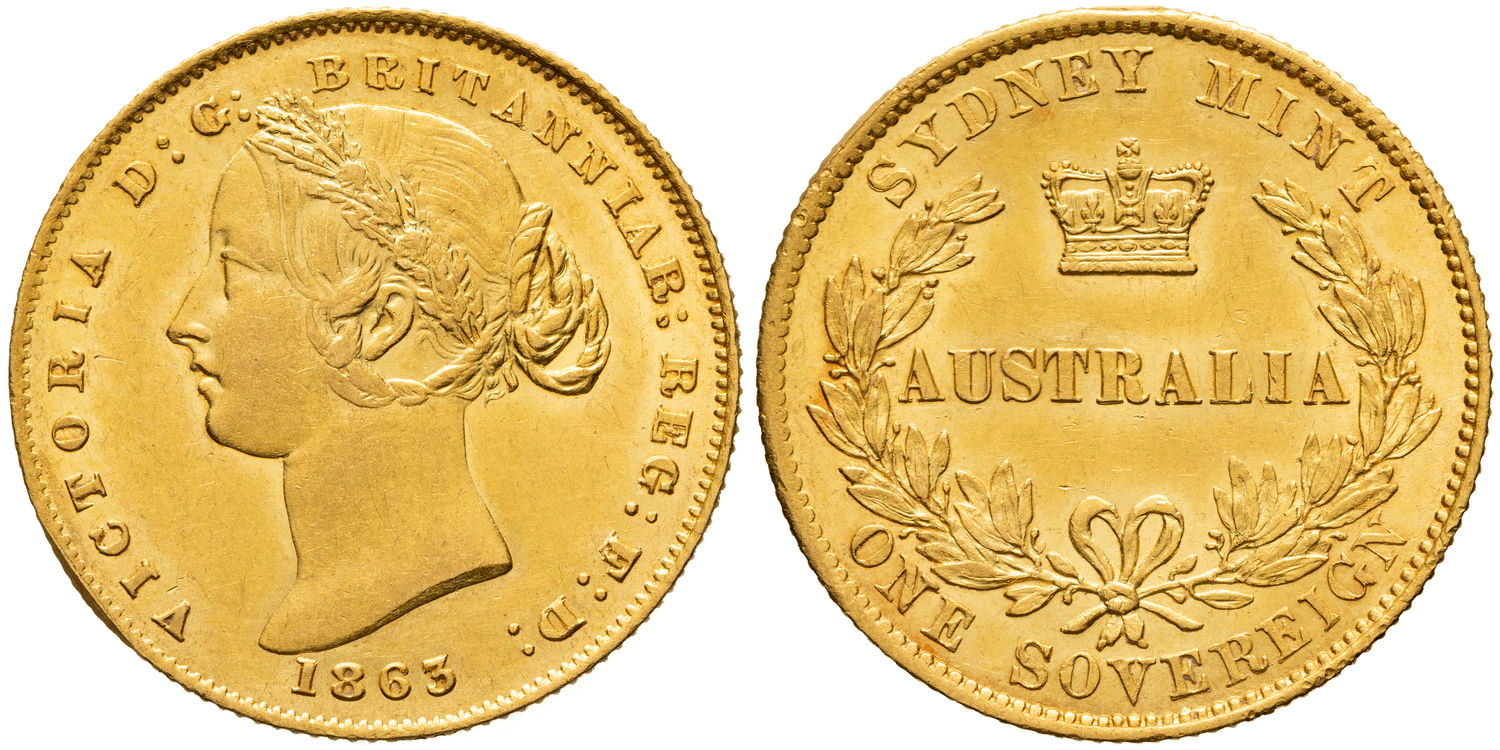 Victoria, Sydney Mint Reverse - Type II, Sovereign, 1863, EF