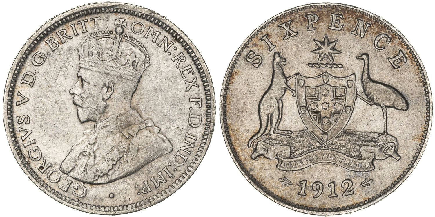George V, Sixpence, 1912, VF