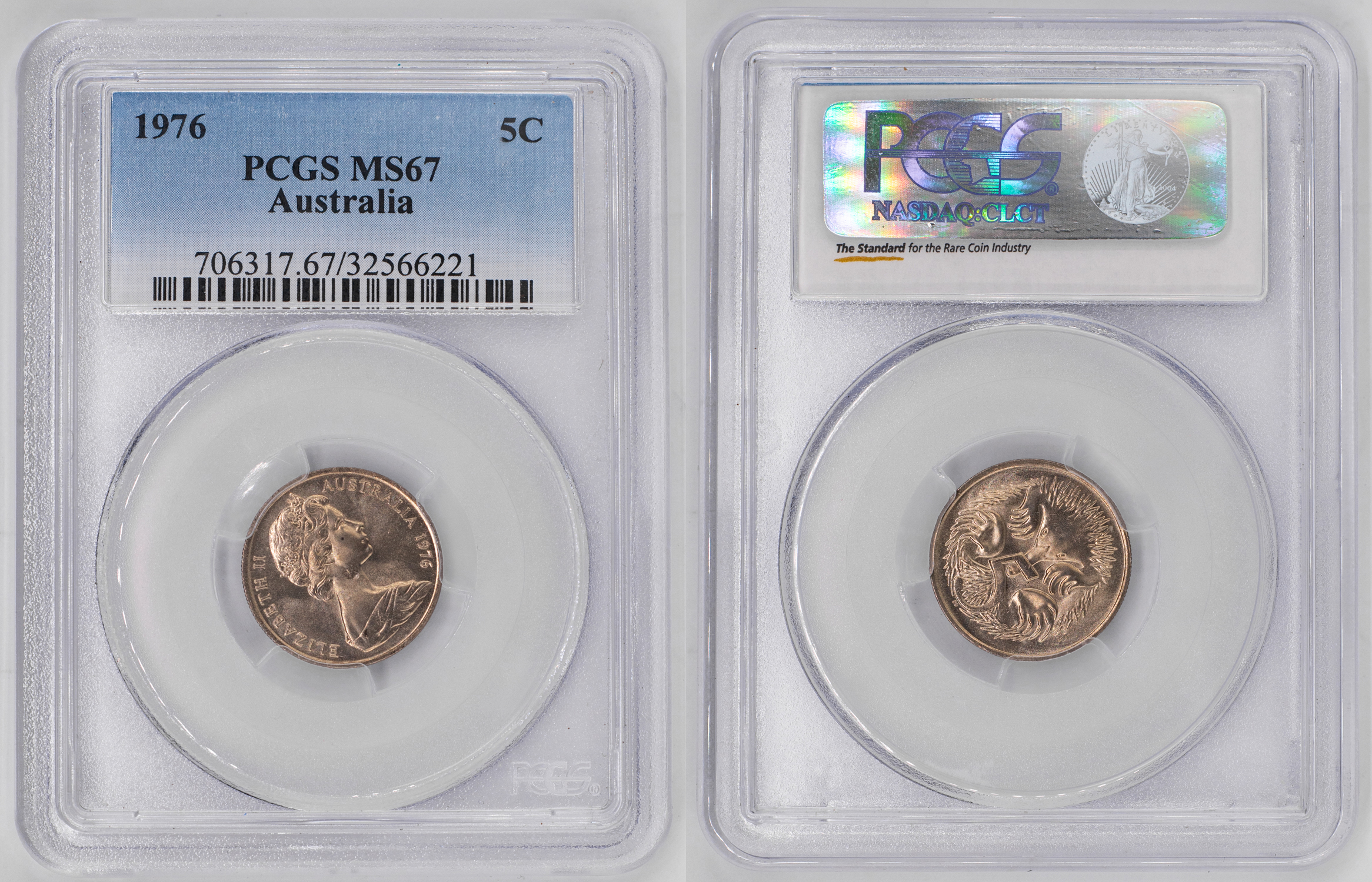 Elizabeth II, Five Cent, 1976, PCGS MS67