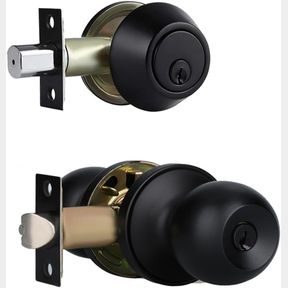 1 PACK EXTERIOR DOOR KNOBS EXTERIOR DOOR LOCK SET WITH DEADBOLT, SINGLE CYLINDER DEADBOLT DOOR LOCKS WITH KEYS, KEYED ALIKE,MATTE