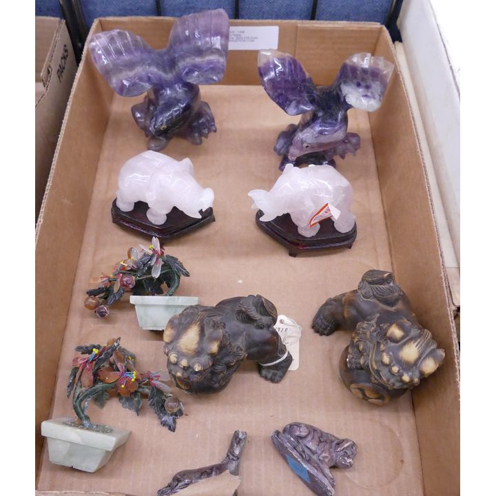 Box Chinese Stone Carvings- 5 Pairs Total