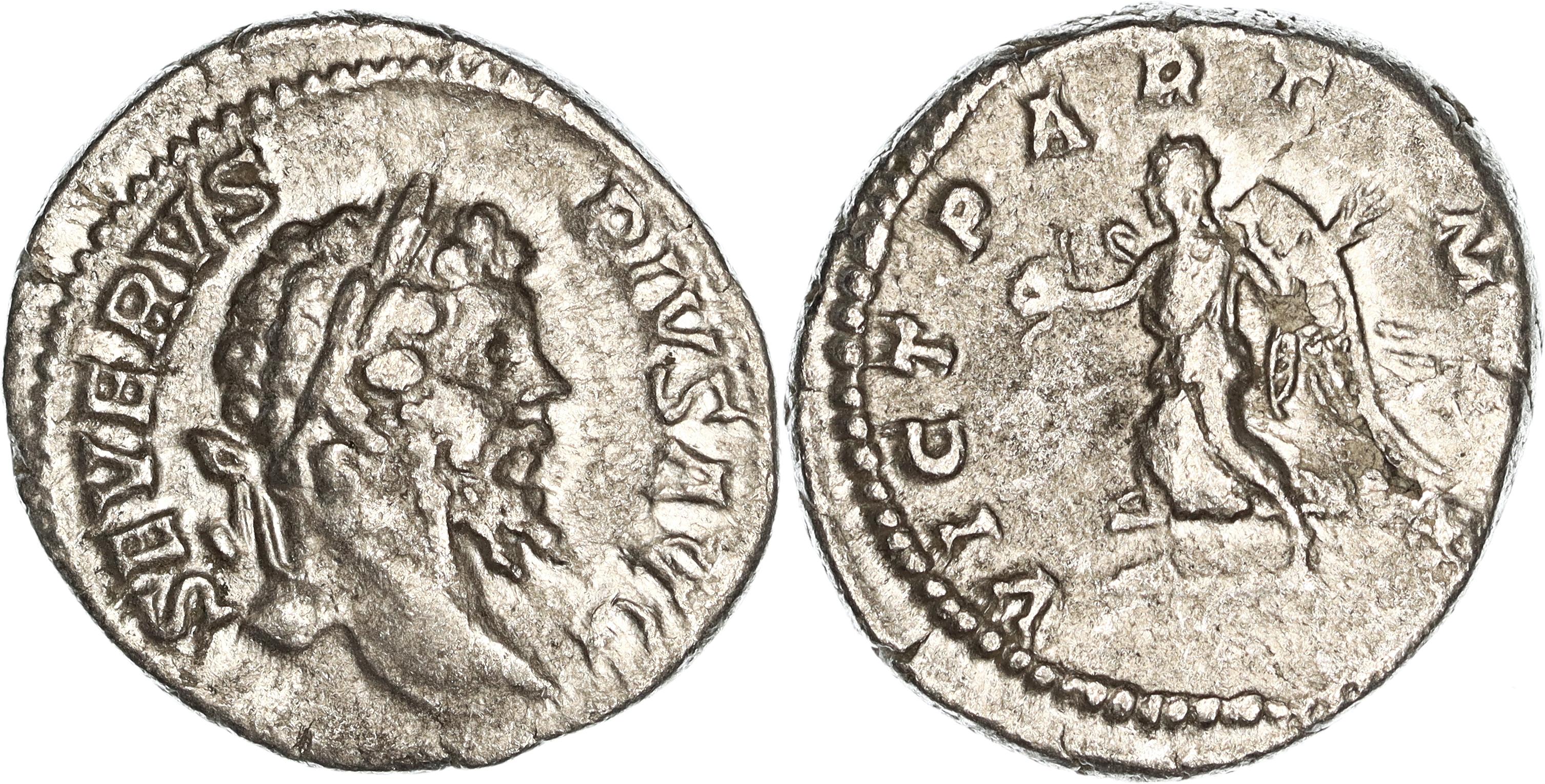Roman Empire, Septimius Severus, Silver Denarius, 202 AD, nVF