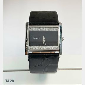 TOMATO LADIES DESIGNER WATCH BLACK FACE WITH CUBICS