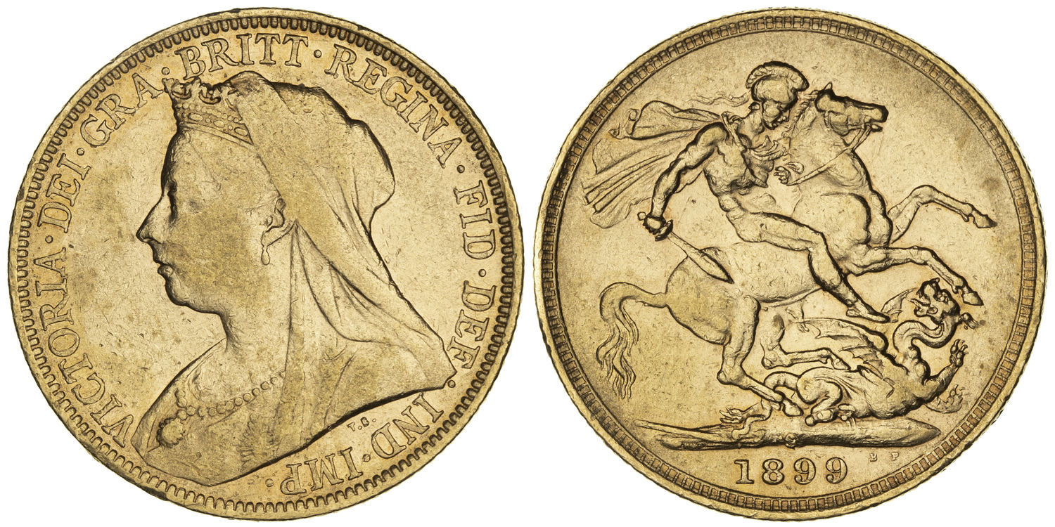 Victoria, St George Reverse, Sovereign, 1899-S, Fine