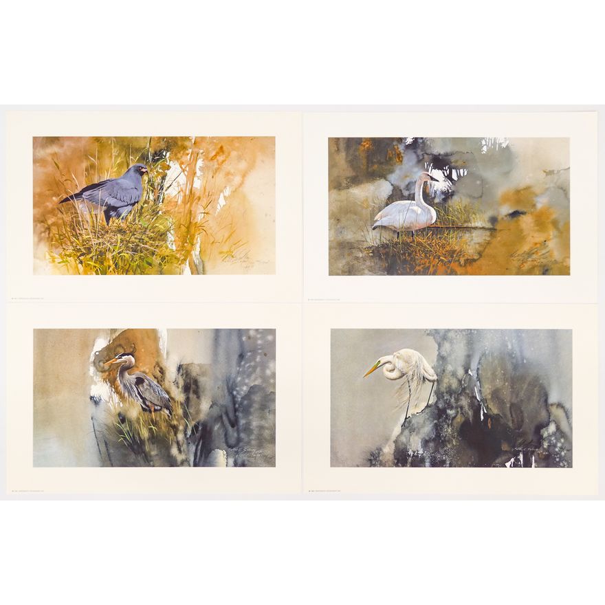4pc Morten Solberg ''Birds of Fresh-Water Marshes'' S/N 1981 Suite of Prints