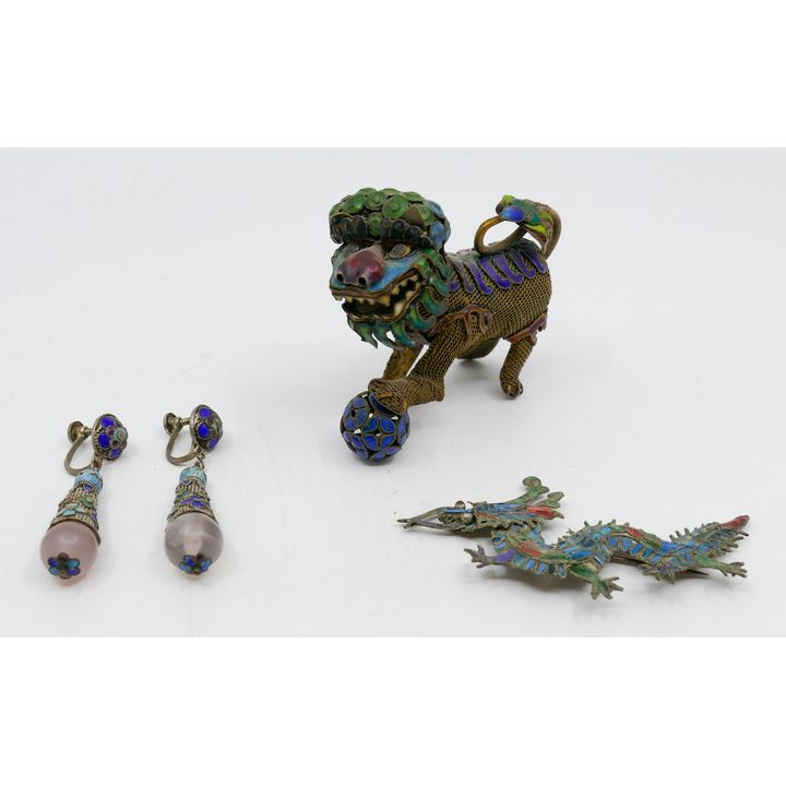 Box Old Chinese Enameled Jewelry etc.