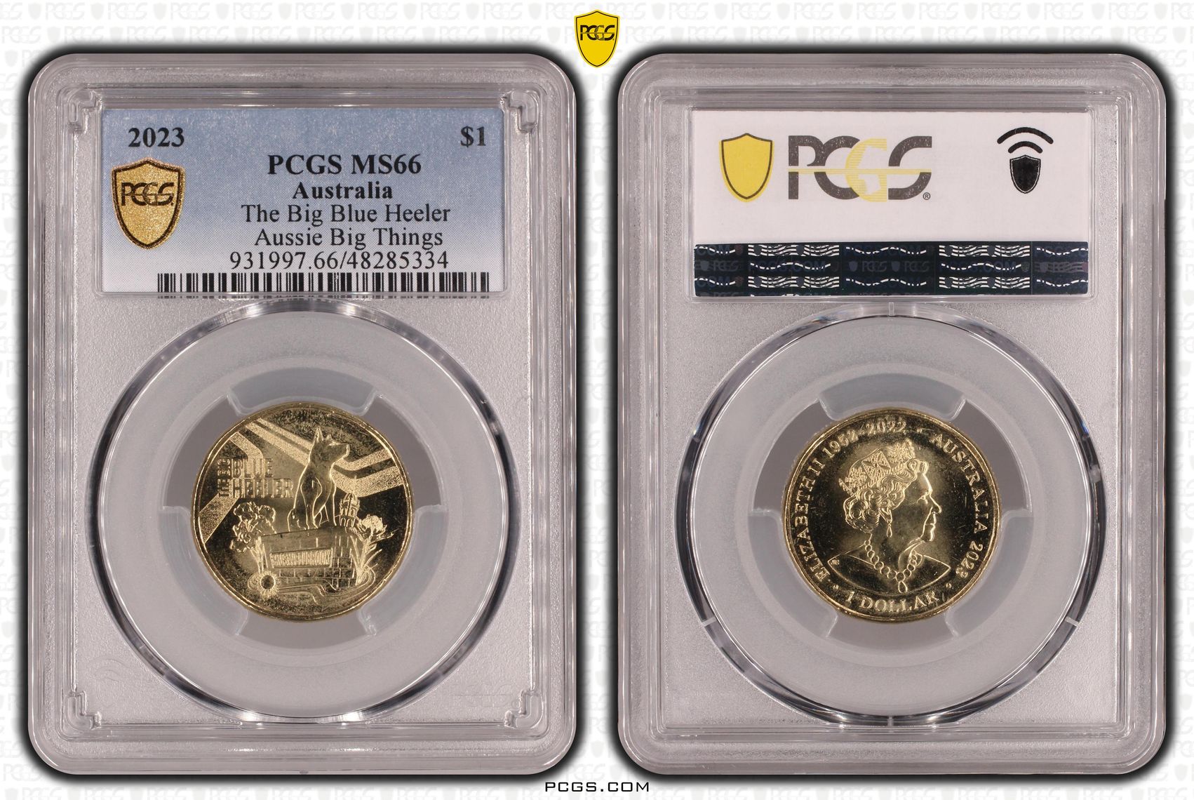 320 · The Big Blue Heeler Aussie Big Things , One Dollar, 2023, PCGS MS66