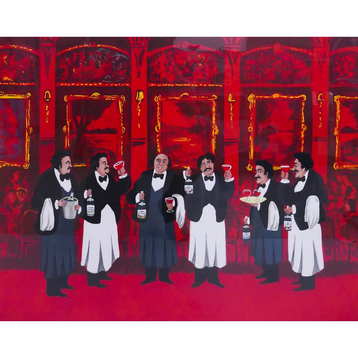 Guy Buffet 'Waiters' S/N Lithograph. Edition 166/300. Professionally framed. Images measures 23x28'' with overall dimensions of 33x38.5''