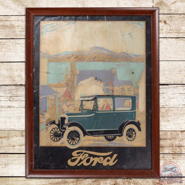 Scarce 1920s Ford Automobiles Model T Framed Advertising Poster