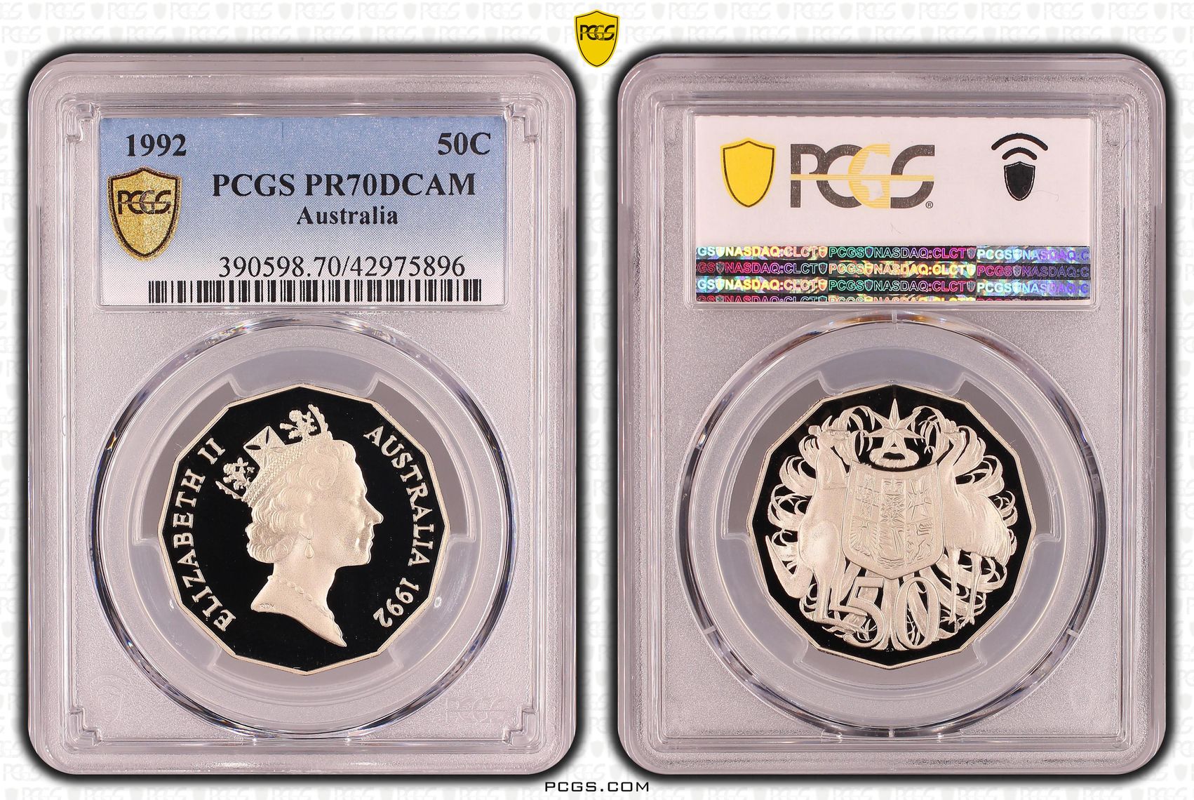 Elizabeth II, Fifty Cent, PR70DCAM , 1992 PCGS POP - 11/0