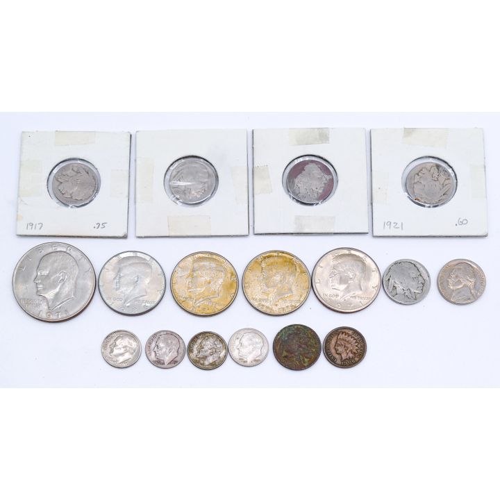 Box Old US Assorted Coins - Buffalo Nickels, etc.