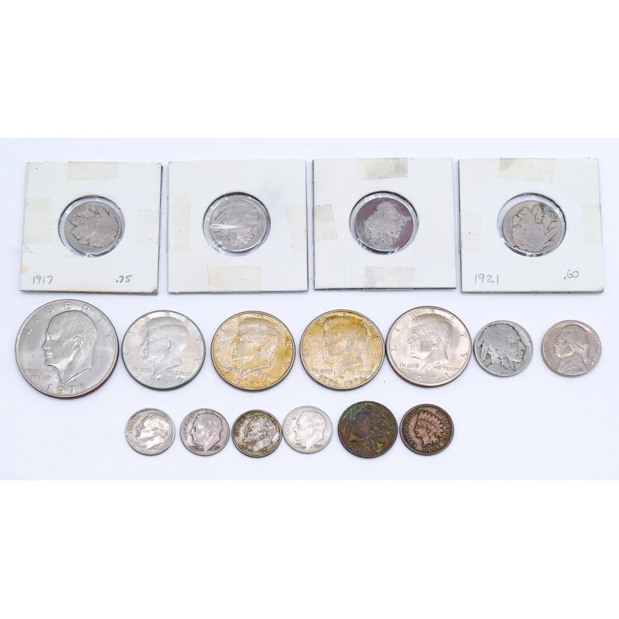 Box Old US Assorted Coins - Buffalo Nickels, etc.