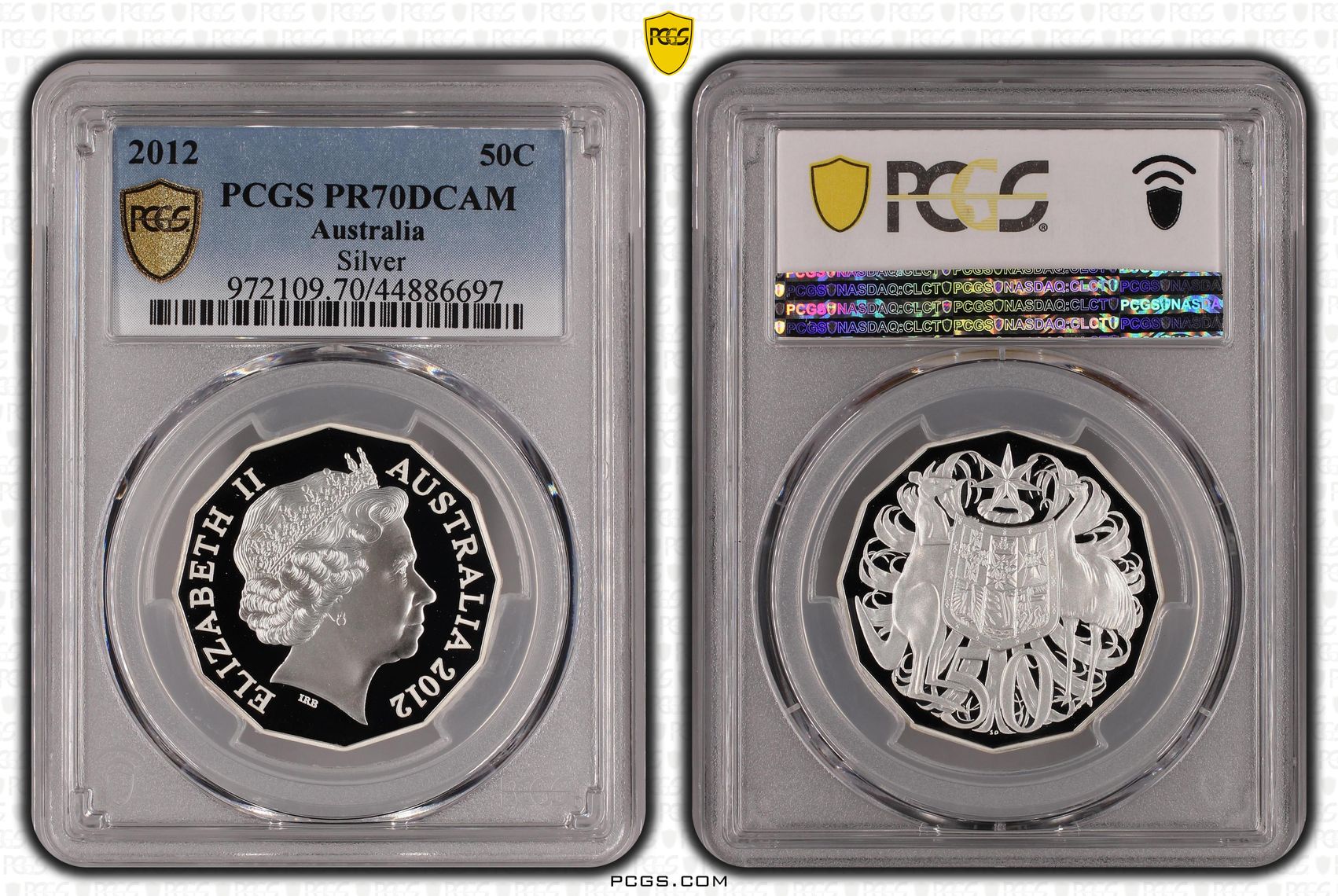 2012 Australia Fifty Cent, 50c Proof Silver PCGS - PR70DCAM POP 1/0 -697