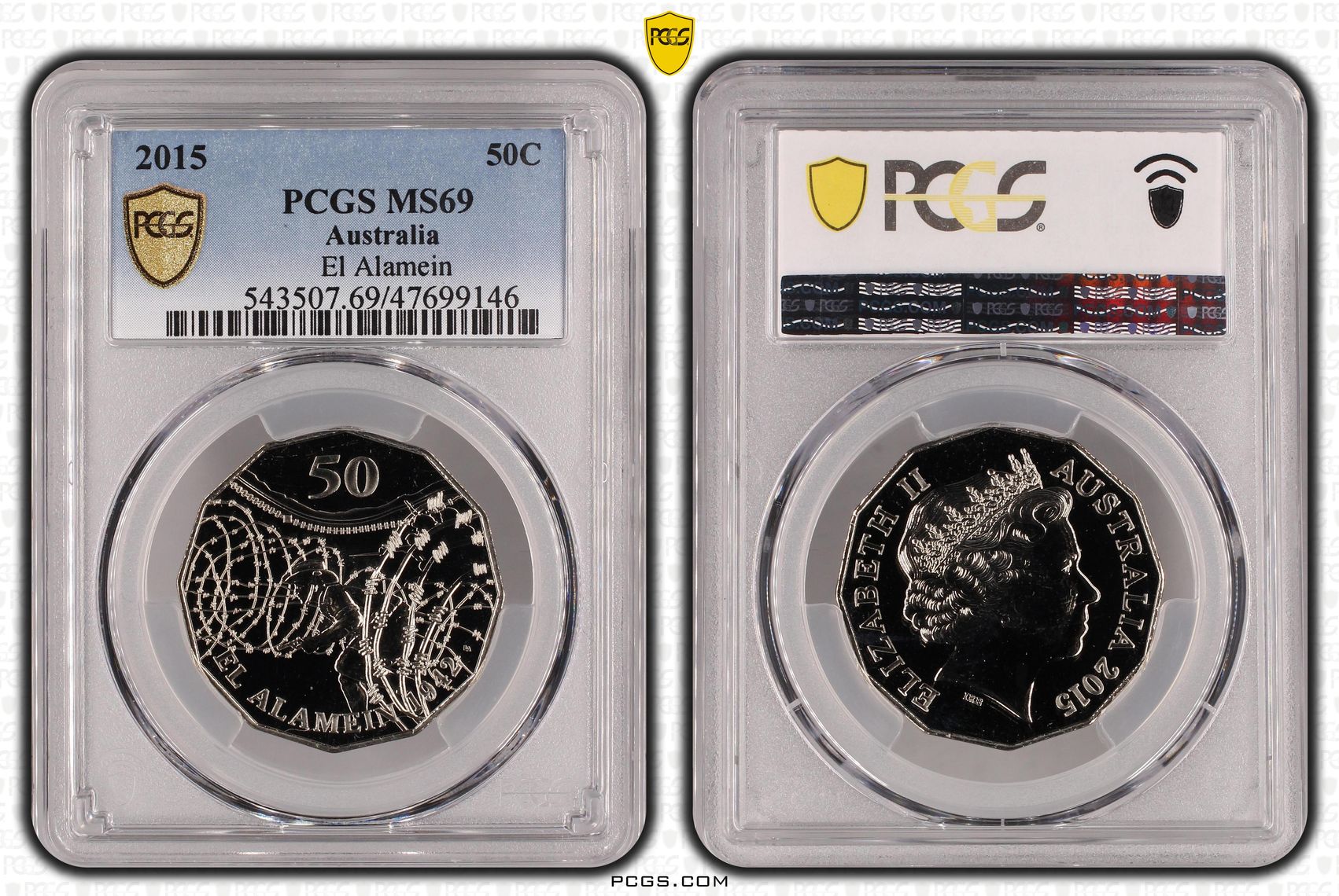 El Alamein, Fifty Cent, 2015 POP Report 20/0, PCGS MS 69