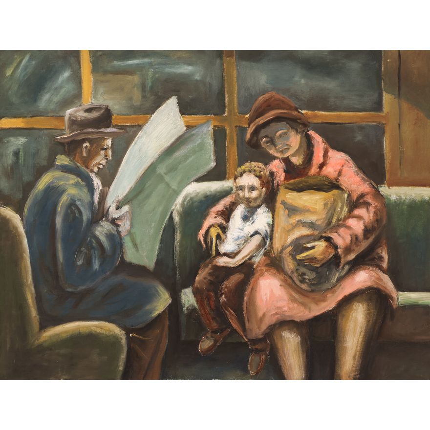 Neil Meitzler ''Mother and Child'' 1964 Oil on Canvas 17''x22'' Image