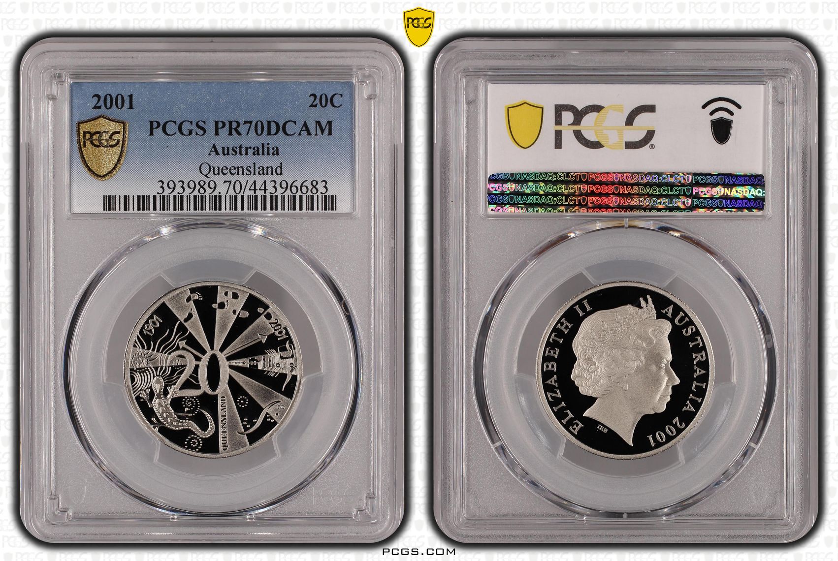2001 Australian Twenty Cent, 20c Proof Queensland PCGS - PR70DCAM POP 52/0 -683