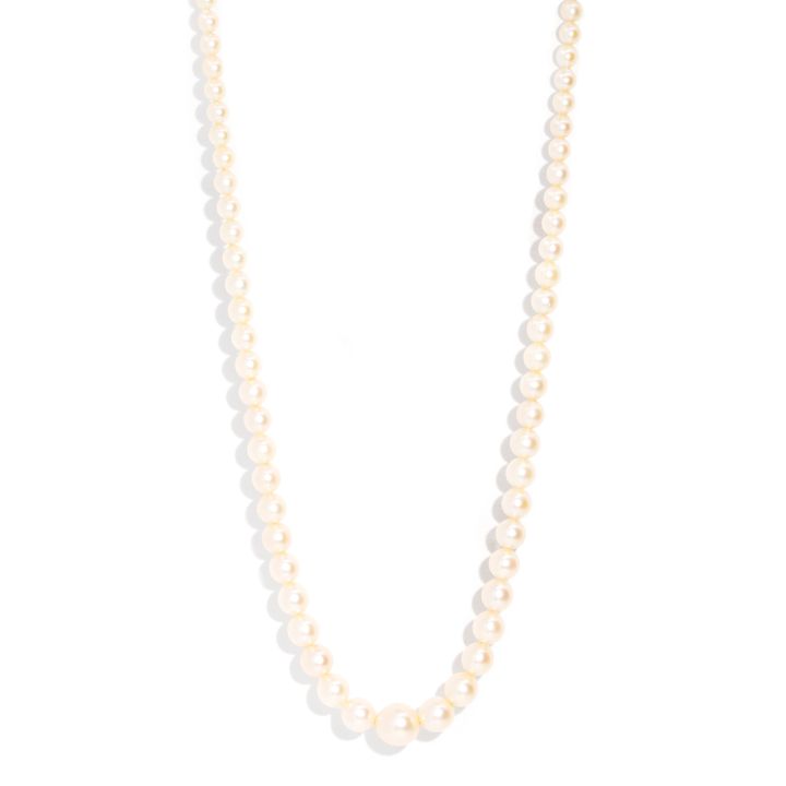 Cultured Pearl Necklace with Diamond Clasp,