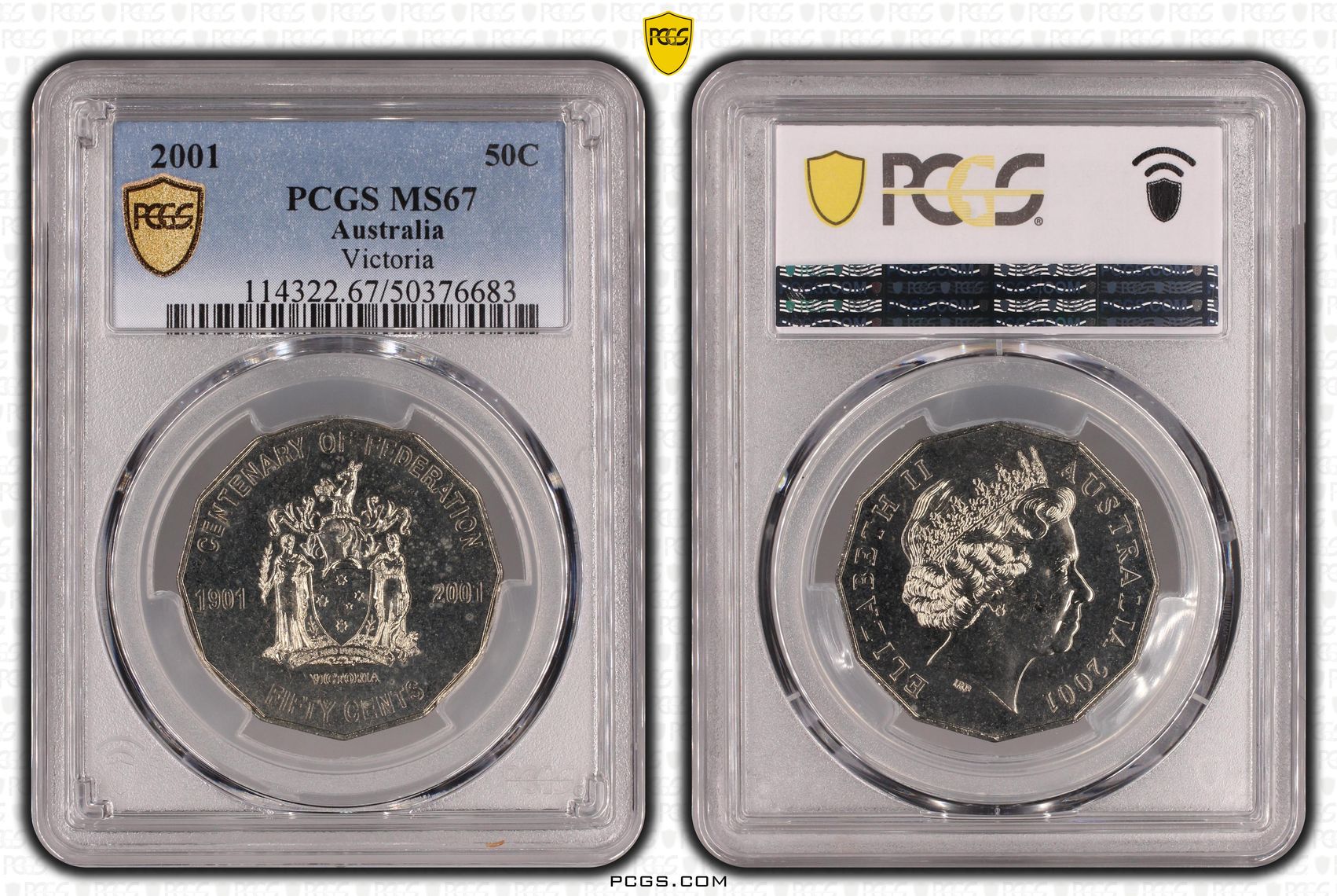 92 · Victoria , Fifty Cent, 2001, PCGS MS67