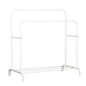 Double Rail Clothes Shoes Storage Rack Stainless steel | NOT ASSEMBLED