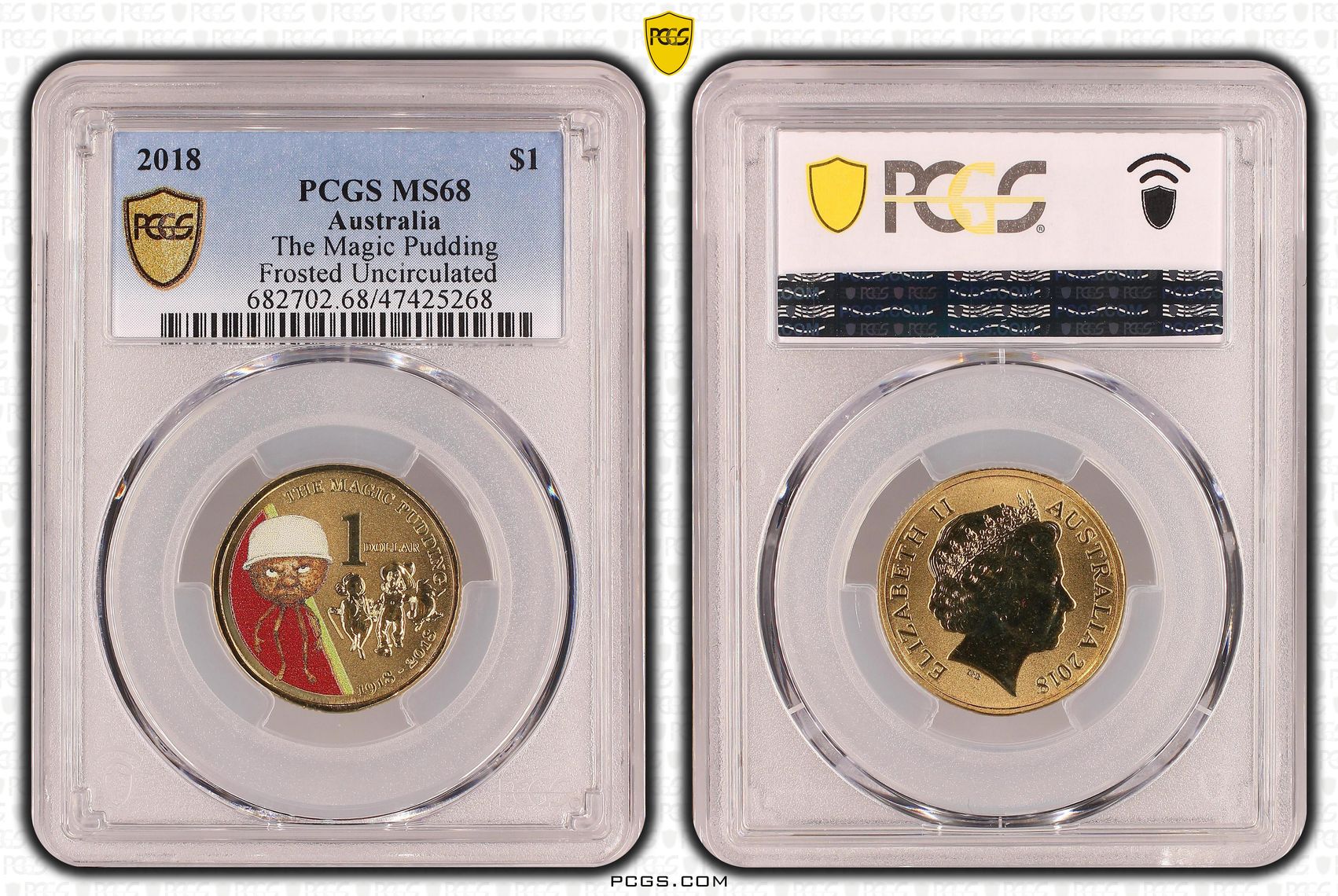 The Magic Pudding - Frosted Uncirculated, One Dollar, 2018, PCGS MS 68