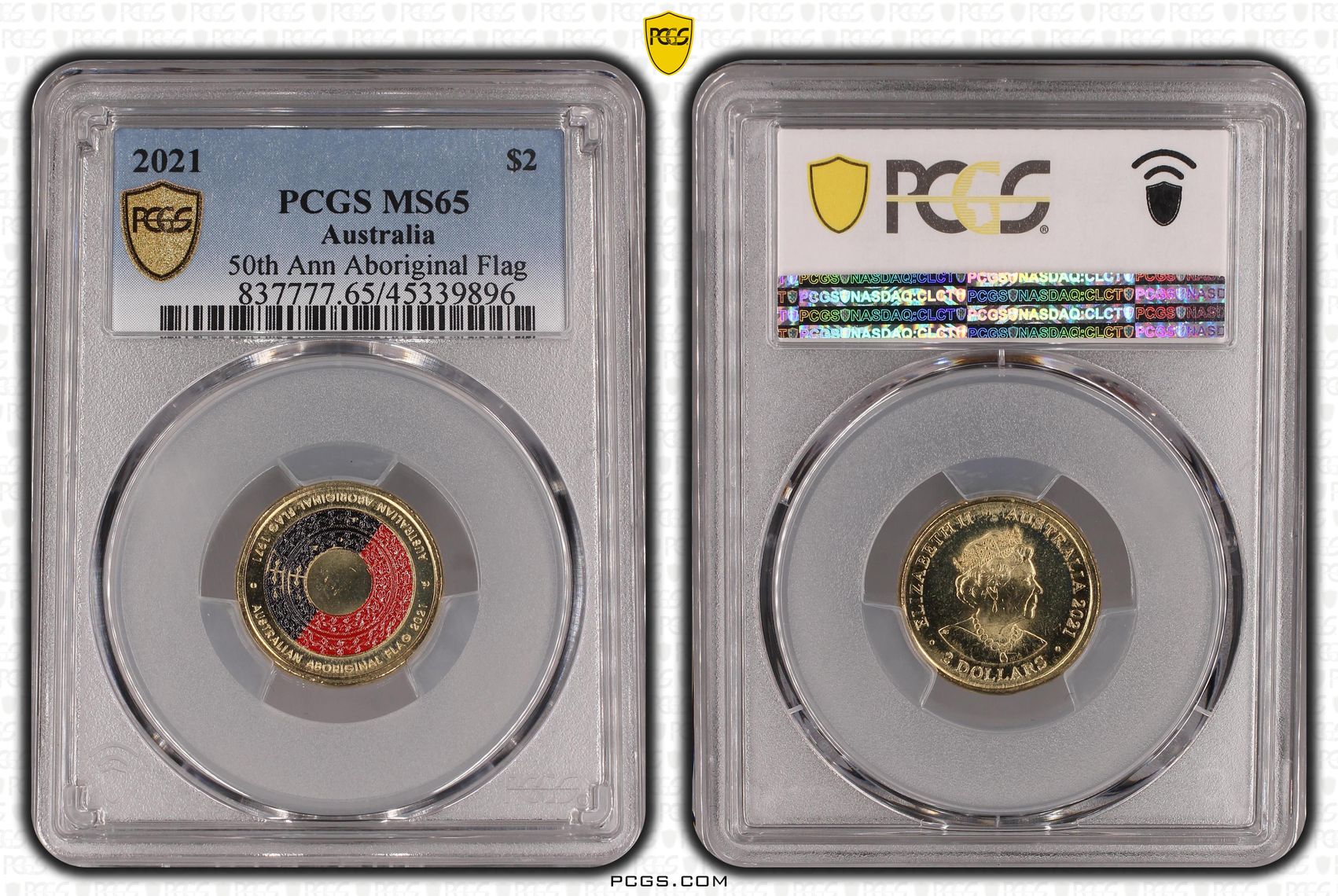 50th Ann Aboriginal Flag, Two Dollar, 2021, PCGS MS65