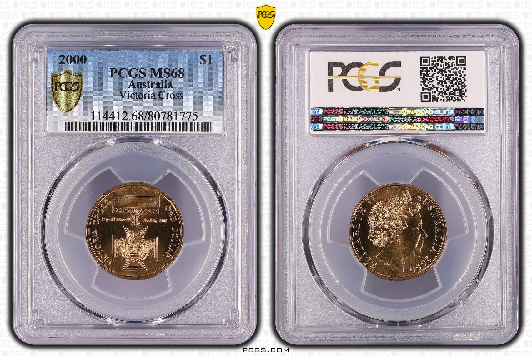 2000 Australia One Dollar, $1 Victoria Cross PCGS - MS68 -775