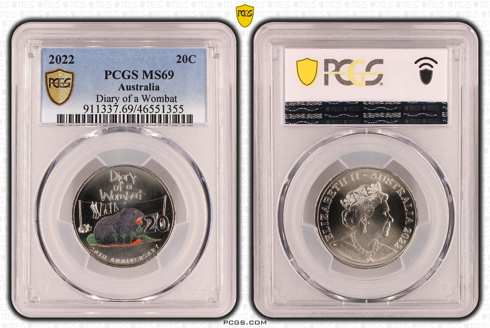 Diary of a Wombat , Twenty Cent, 2022, PCGS MS69