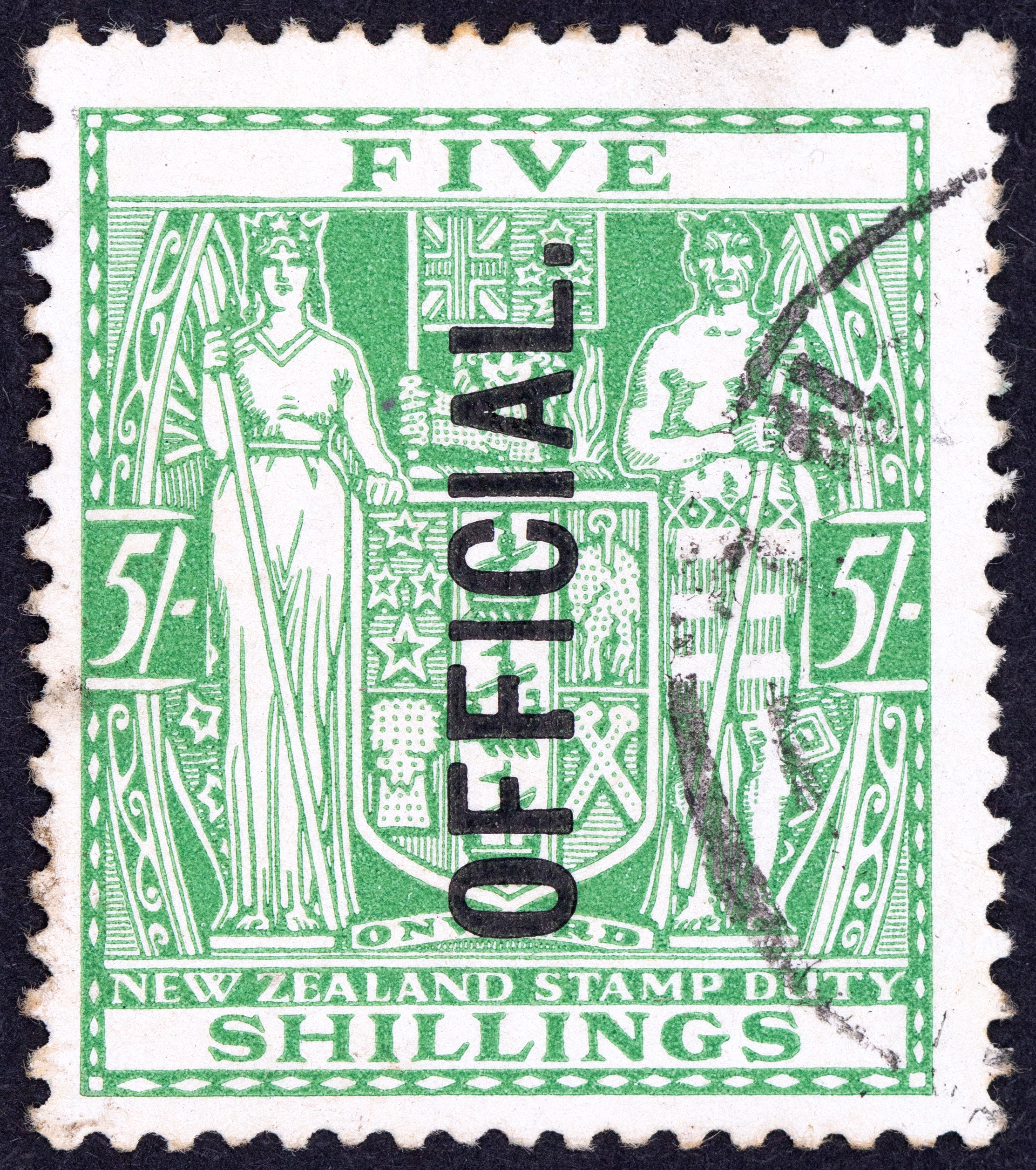 New Zealand, Five Shillings, Green, 1933, FU