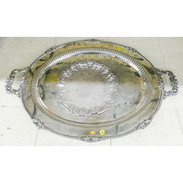 2pc Large Silverplate Platter and Salver- 11'' and 31''