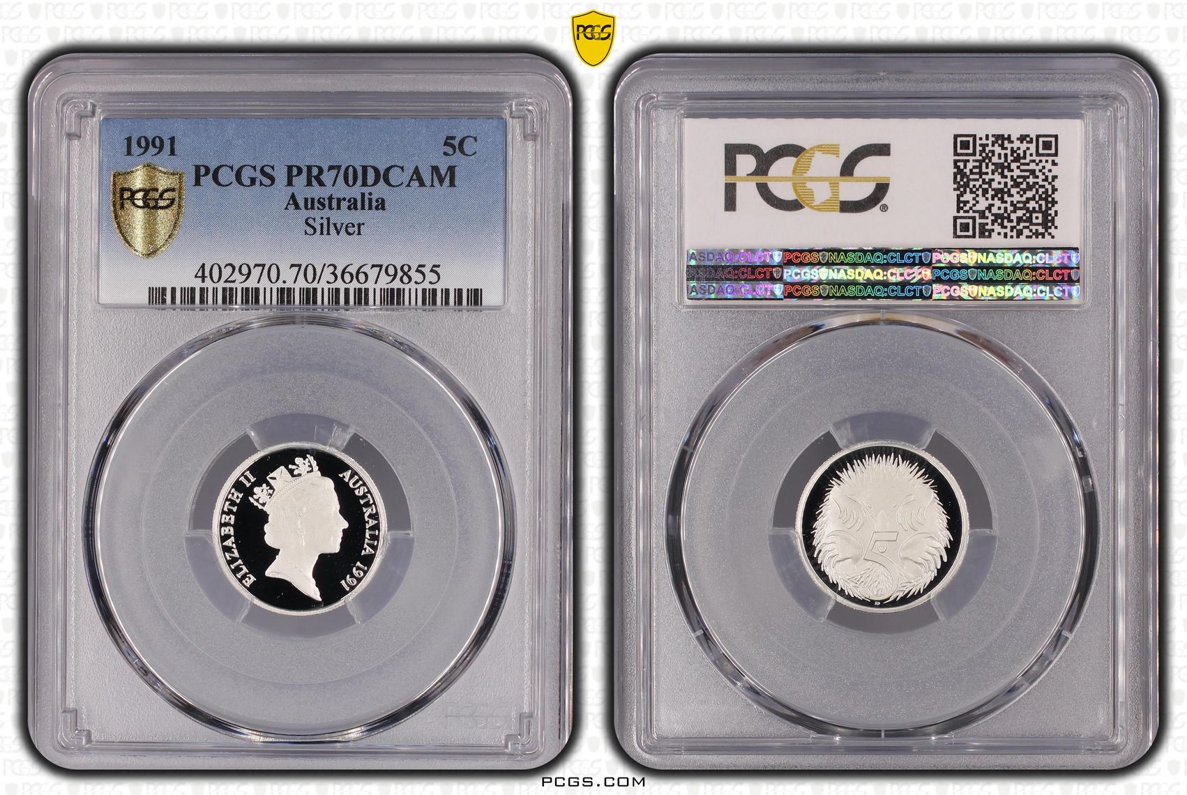 66 · 1991 Australia Five Cent, 5c Silver Proof Silver PCGS - PR70DCAM POP 74/0 -855