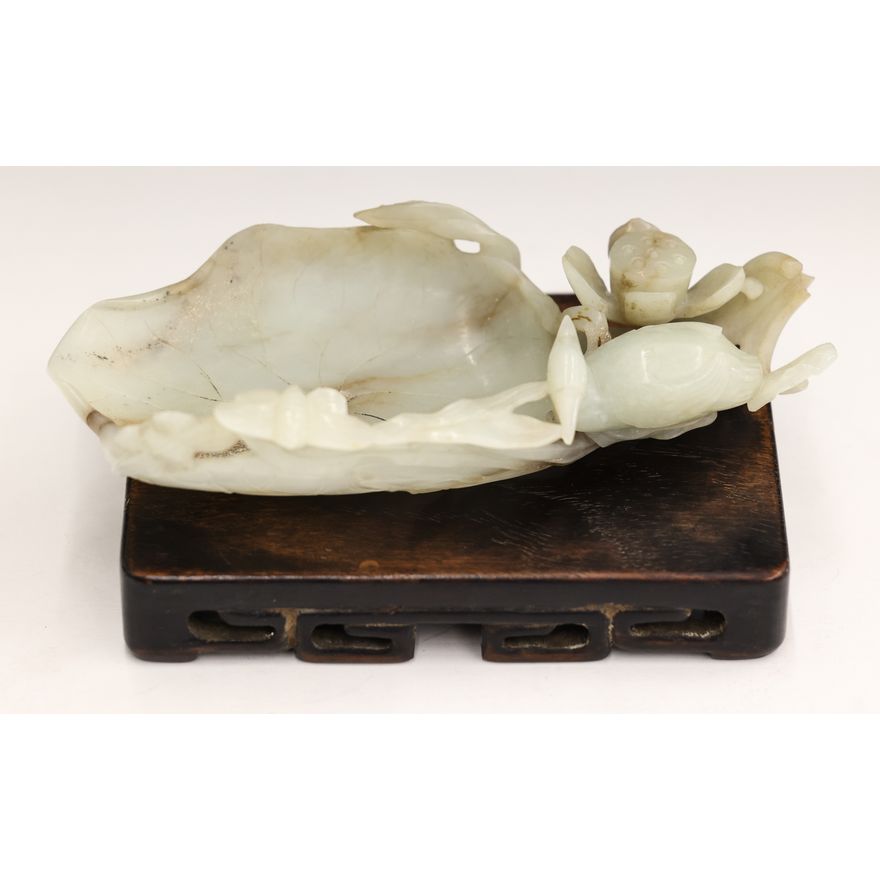 Chinese Jade Lotus and Duck Brush Washer
