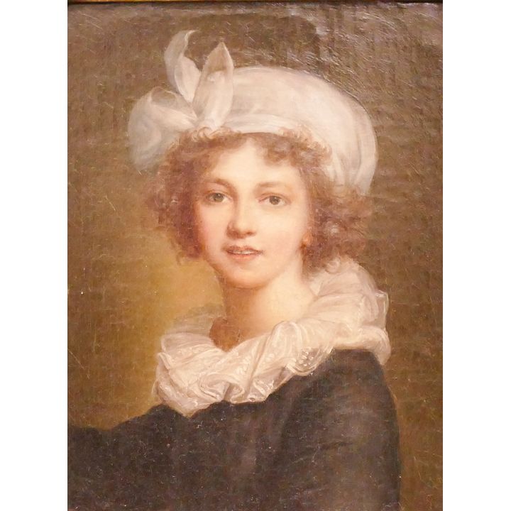 After Vigee Le Brun Self Portrait Oil on Canvas Framed- 12x10''