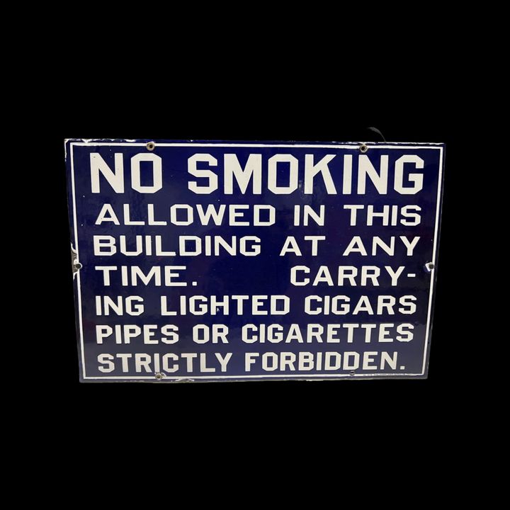No Smoking Forbidden Cigars Pipes Tobacco Porcelain Sign