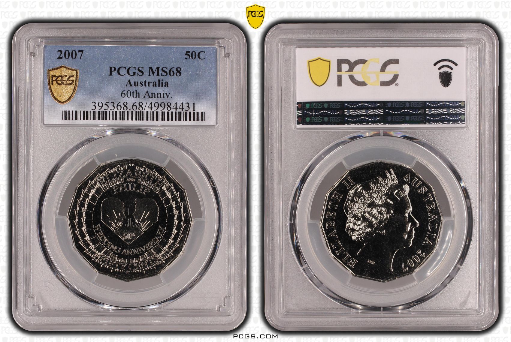 60th Anniv. , Fifty Cent, 2007, PCGS MS68