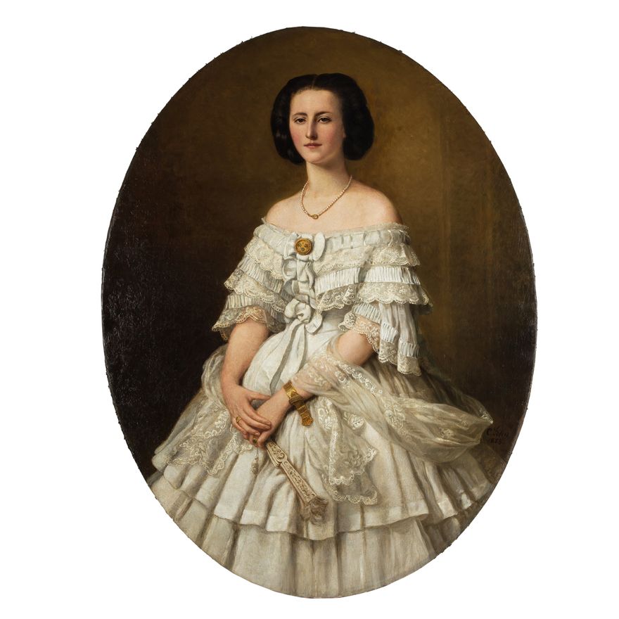 Carl Ferdinand Sohn | Portret damy w sukni balowej, 1858 r.
