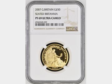 2007 ELIZABETH II BRITANNIA GOLD 1/2oz PROOF 50 POUND COIN PF69 UCAM