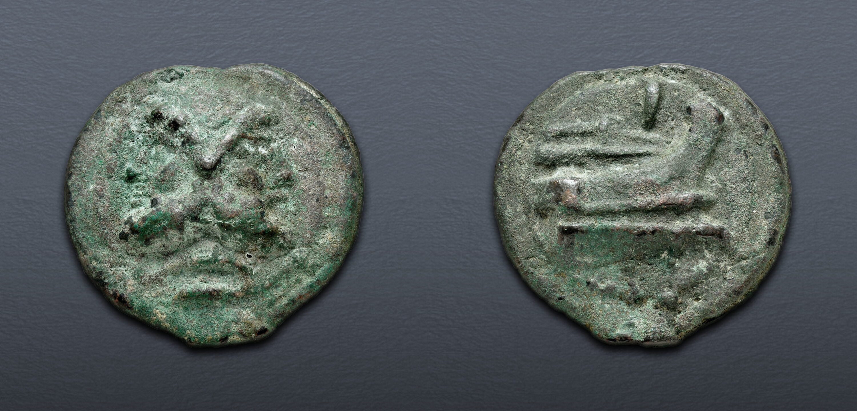 Anonymous. Circa 225-217 BC. Æ Aes Grave As (65mm, 257 g, 12h). Rome ...
