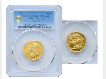 1893 WIDOW HEAD PROOF SOVEREIGN PR61