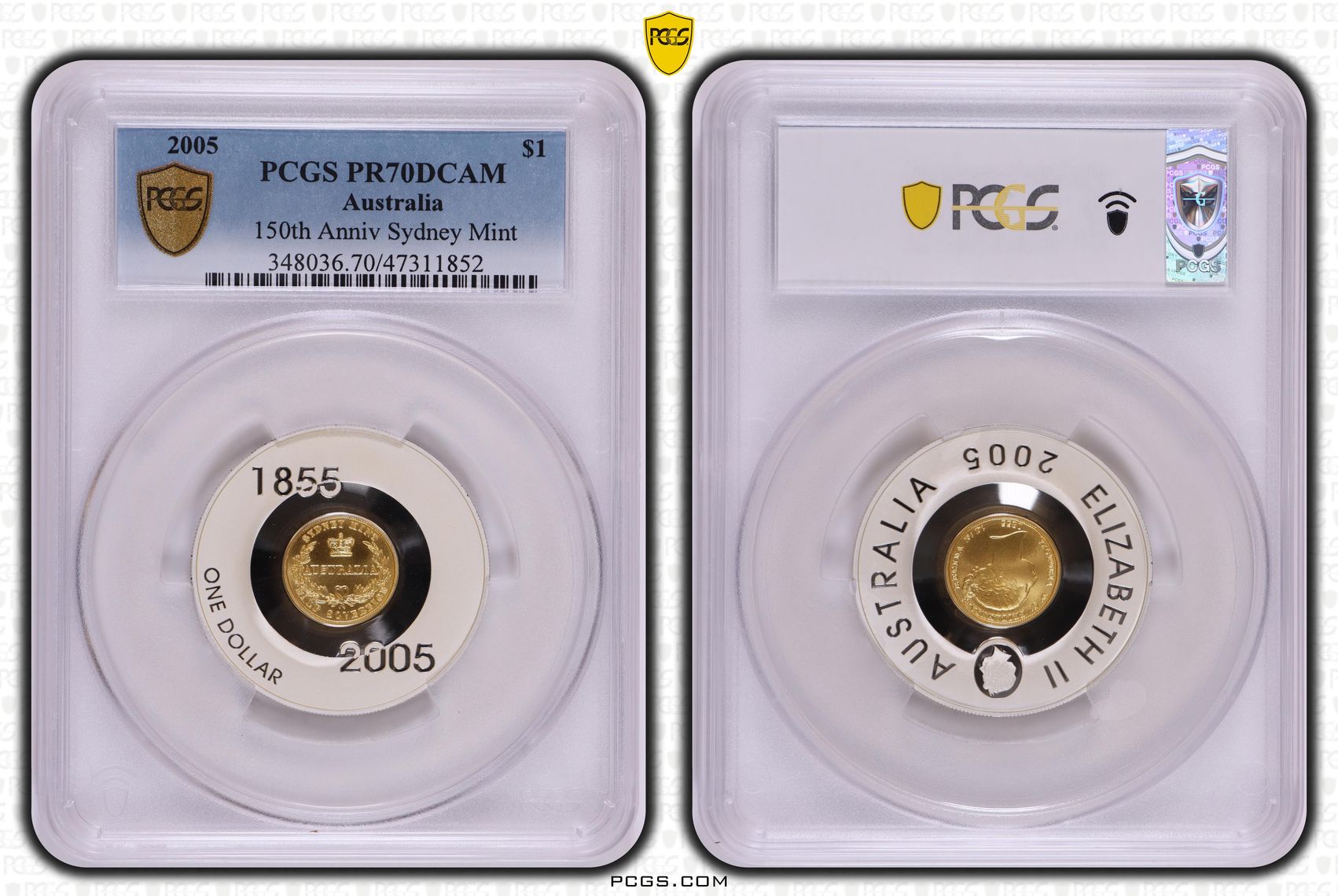 Elizabeth II, 150th Anniv Sydney Mint, Pop 9/0, One Dollar, 2005, PCGS PR70DCAM