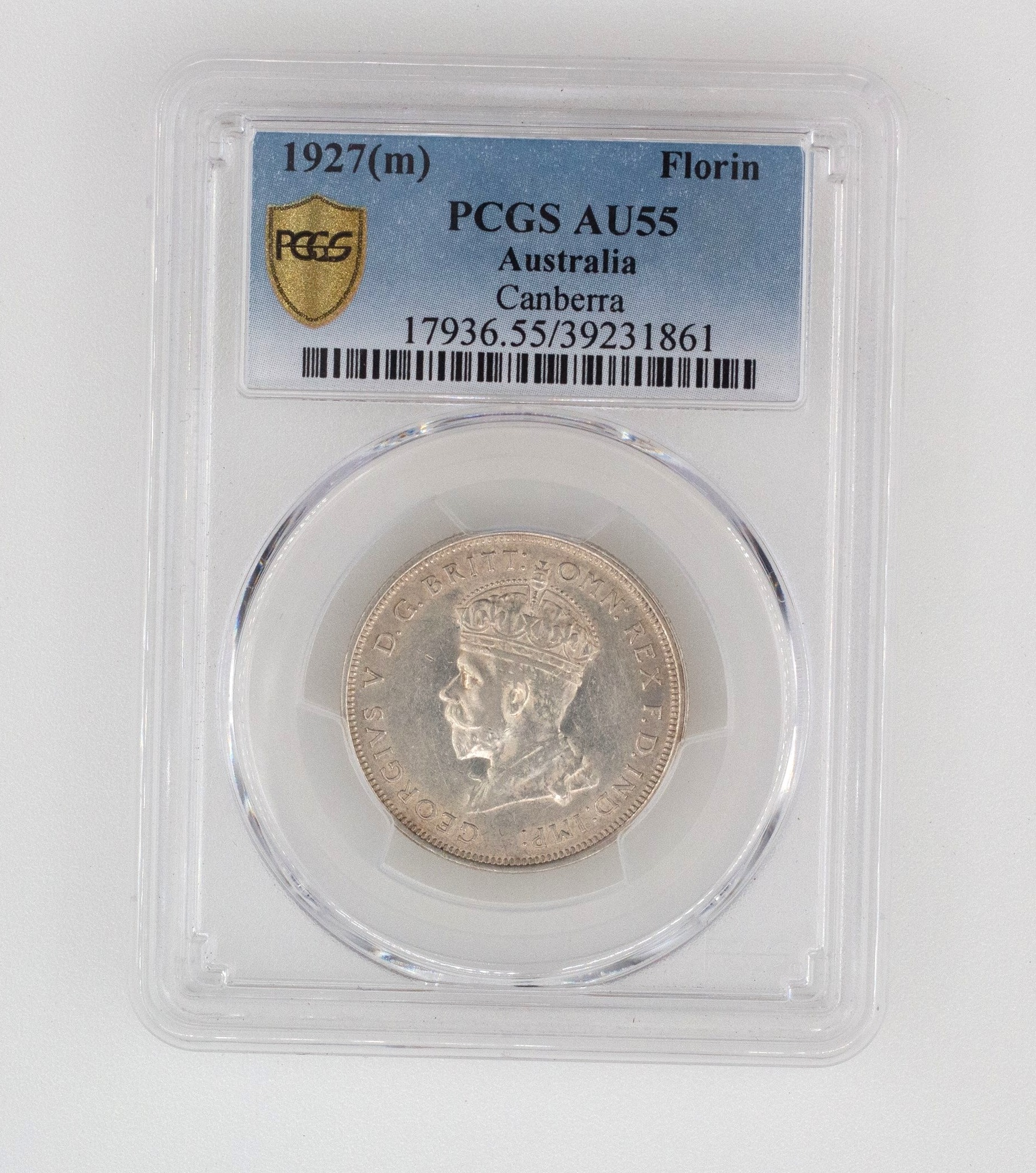 George V, Florin, AU55 , 1927-M