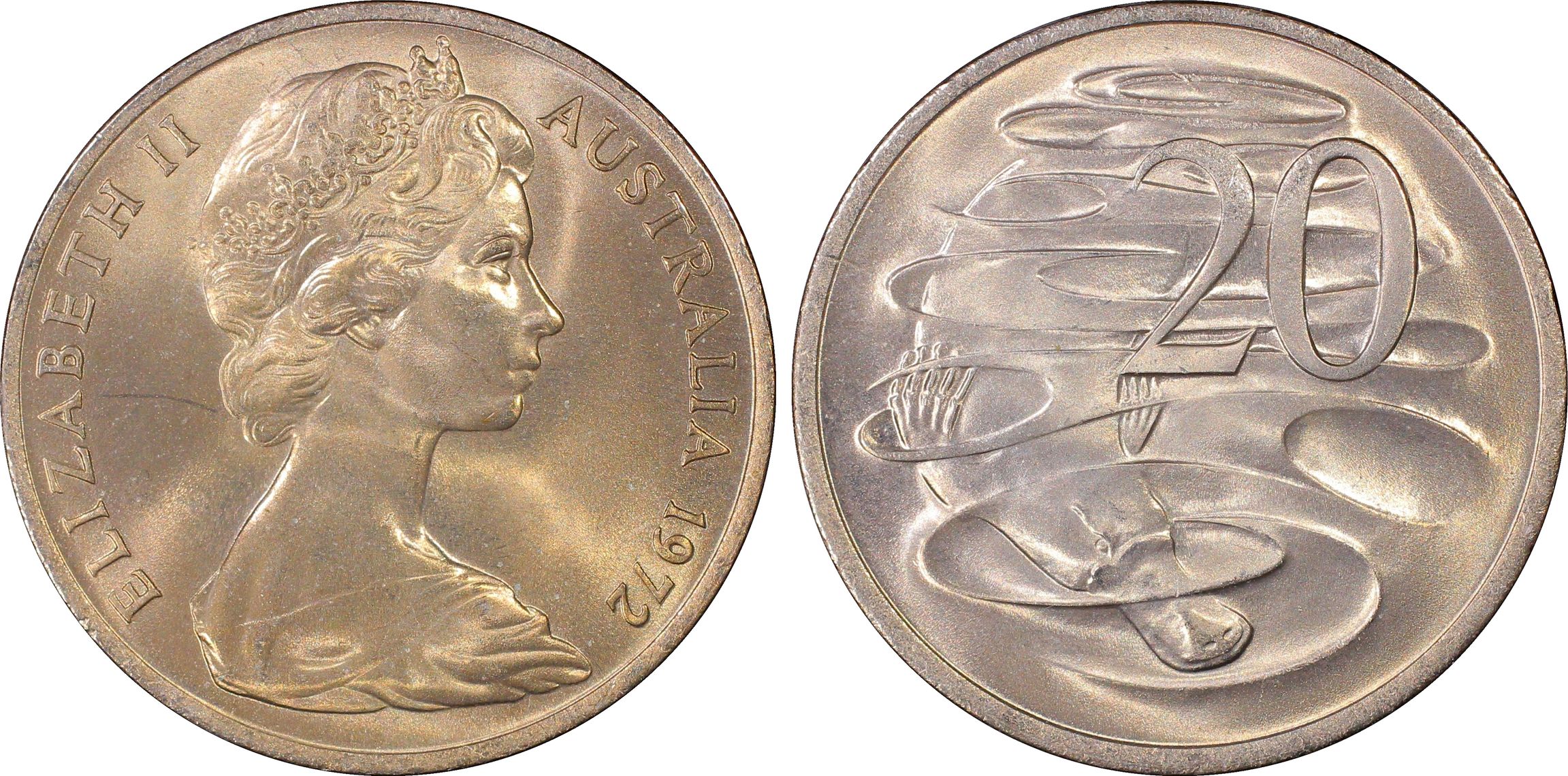 1972 Australia Twenty Cent, 20c PCGS - MS67 -741
