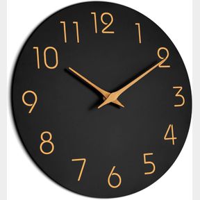 MOSEWA WALL CLOCK 14 INCH BLACK BATTERY OPERATED SILENT NON-TICKING - SIMPLE MINIMALIST ROSE GOLD NUMBERS CLOCK DECORATIVE FOR BED