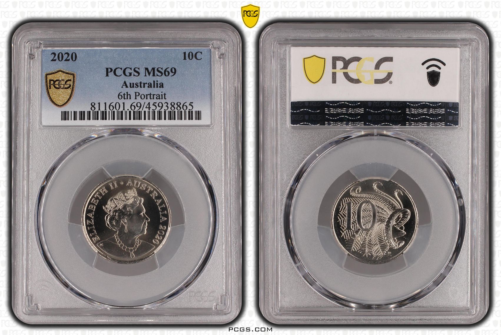 2020 Australia Ten Cent, 10c 6th Portrait PCGS - MS69 POP 3/0 -865