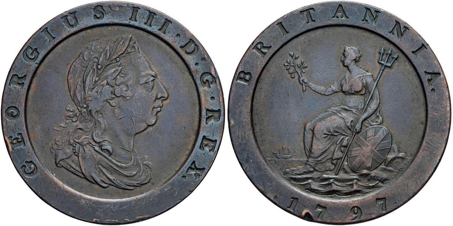 Great Britain, George III, Cartwheel , Twopence, 1797, gVF