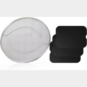 KINLYBO REPLACEMENT SPLATTER SHIELD AND 3PCS GRILL MAT FOR NINJA FOODI FG551 AIR FRYER,STAINLESS STEEL SPLATTER SCREEN ACCESSORIES