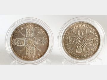 KING GEORGE V PAIR OF SILVER FLORINS